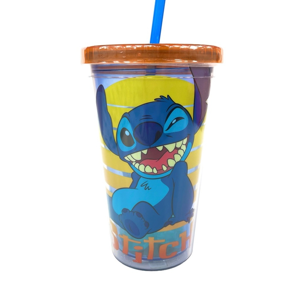 NEW Disney Lilo & Stitch 16oz Plastic Cold Cup with Reusable Straw and Ice Cubes